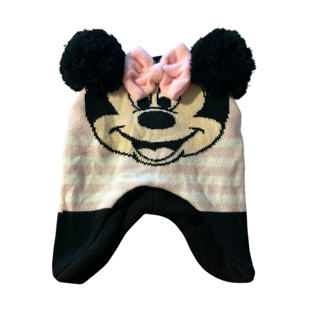Disney Junior Minnie Mouse Pink and Black Knit Hat